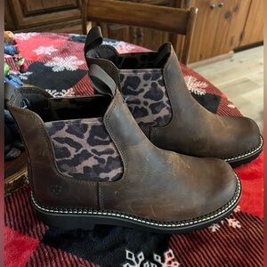 New Ariat Fatbaby Leather Boots with Animal Print